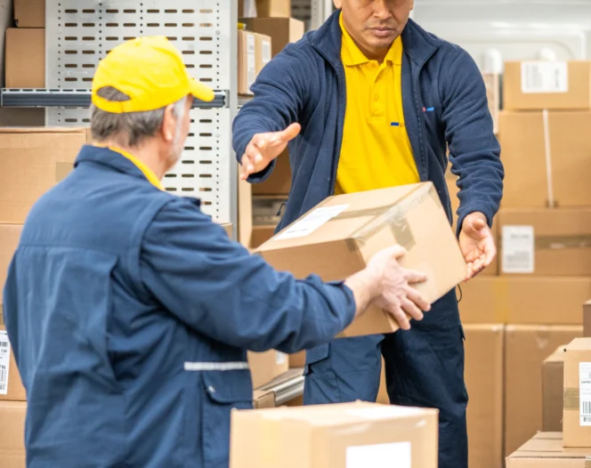 workers loading boxes for long distance moving service